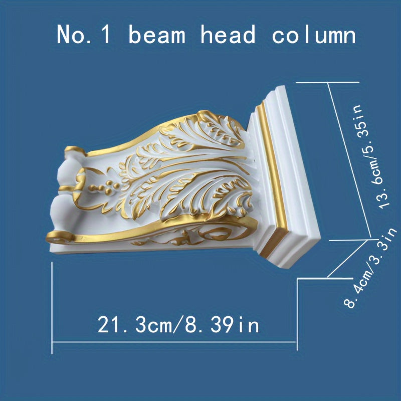 European PU Beam Joist Column Head Gate Flower Decor Carved Trunk Plaster Line