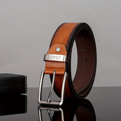 Brown Gradient Men's Casual Belt With Large Circle Ring