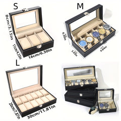1pc Faux Leather Watch Box 12-grid Storage Collection