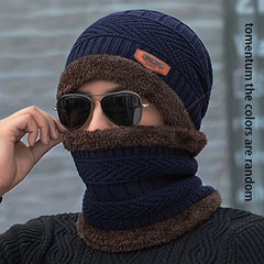 Men's Knitted Wool Cycling Hat and Scarf Set