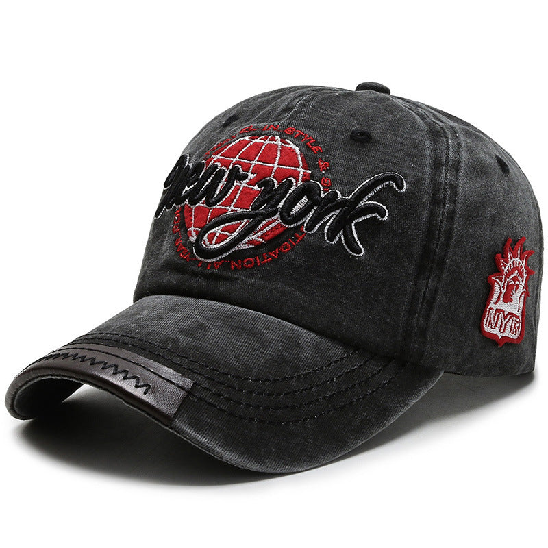 Men's Water Washed Baseball Cap Embroidered Duck Cap Outdoor Visor Hat