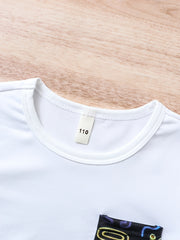 Boys Letter Outfit Shorts & T-shirt Short Sleeves Crew Neck Casual Summer