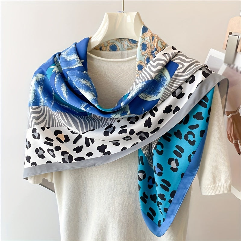 Leopard Print Shawl Block Large Square Scarf Bandana Head Wraps