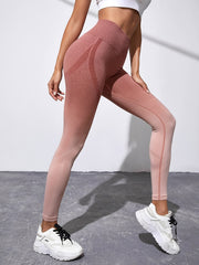 Ombre Seamless Knitted Cropped Pants High Waist Yoga Fitness Sports Pants