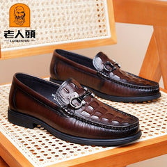 LAORENTOU Men's Leather Horsebit Loafer Shoes Lightweight Non Slip Driving Shoes