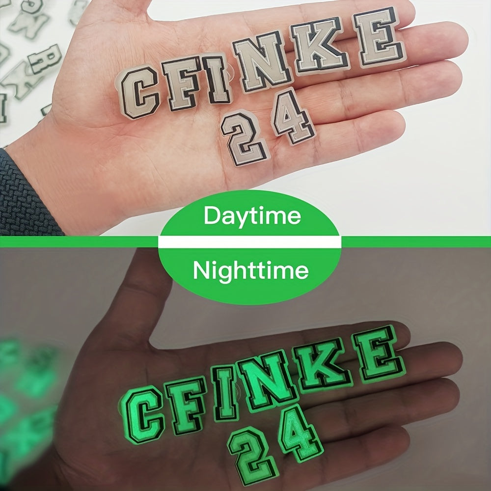 37pc Glow In The Dark Shoe Decoration Letters Numbers Charms