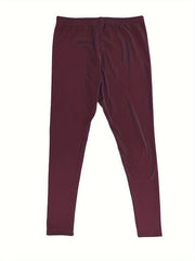 Casual Leggings Women's Plus Solid Liner Fleece Elastic High Rise High