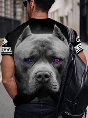 Dog Head Graphic Print Men's Novelty Short Sleeve Street Style T Shirt