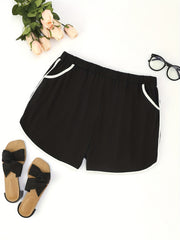 Colorblock Elastic Pajama Shorts