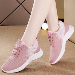 Women's Lace Up Knitted Sports Sneakers - Running & Work