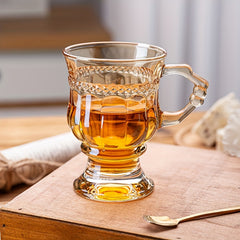 Vintage Amber Glass Cup - 150ml Portable Mini Wine/Coffee Cup for Travel