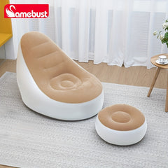 Inflatable Deck Chair with Ottoman Sofa for Indoor and Outdoor Use
