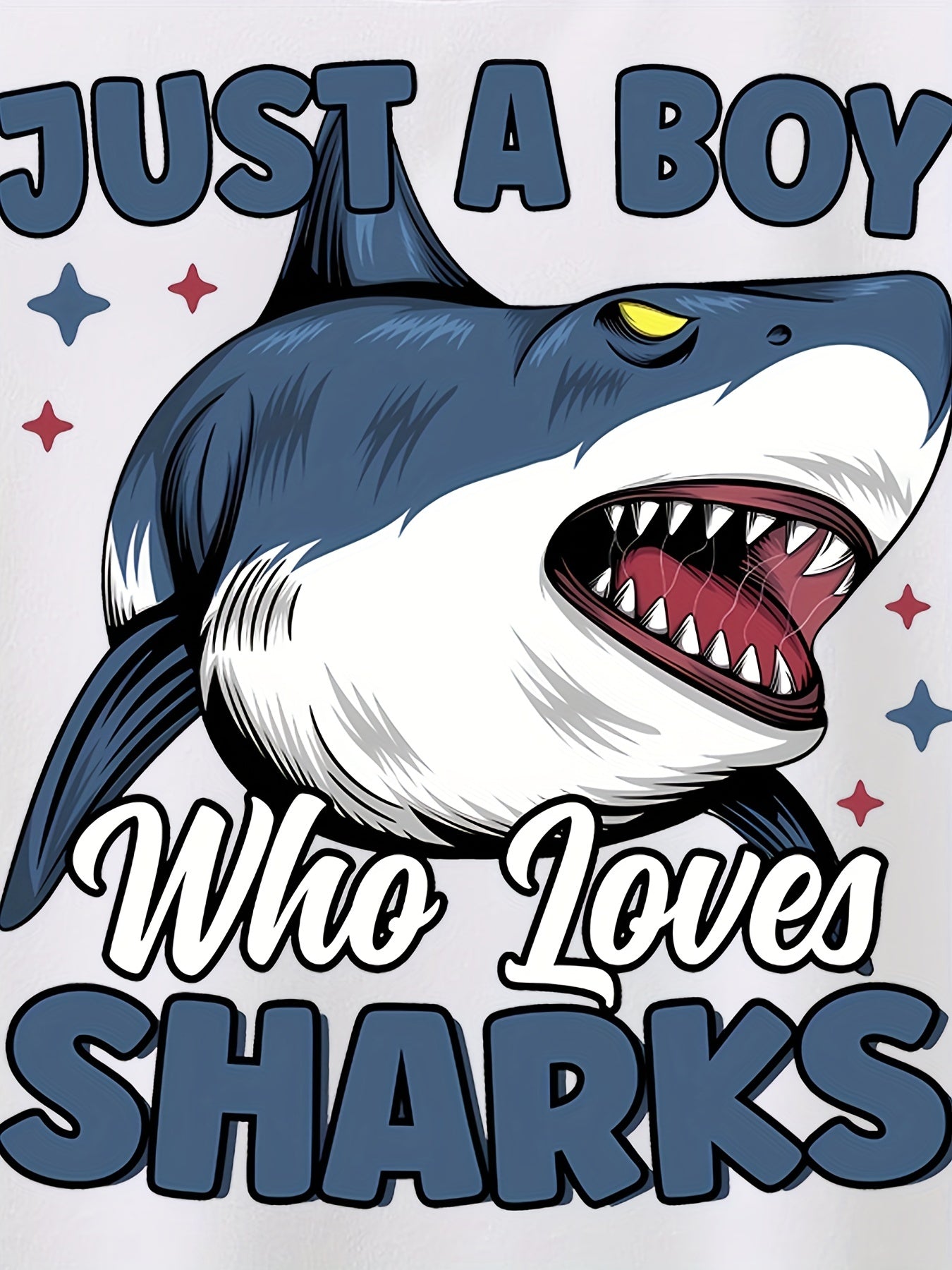 Toddler Boys Shark Print T Shirt Crew Neck Top