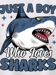 Toddler Boys Shark Print T Shirt Crew Neck Top