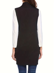 Solid Sleeveless Vest Casual Open Front Versatile Vest
