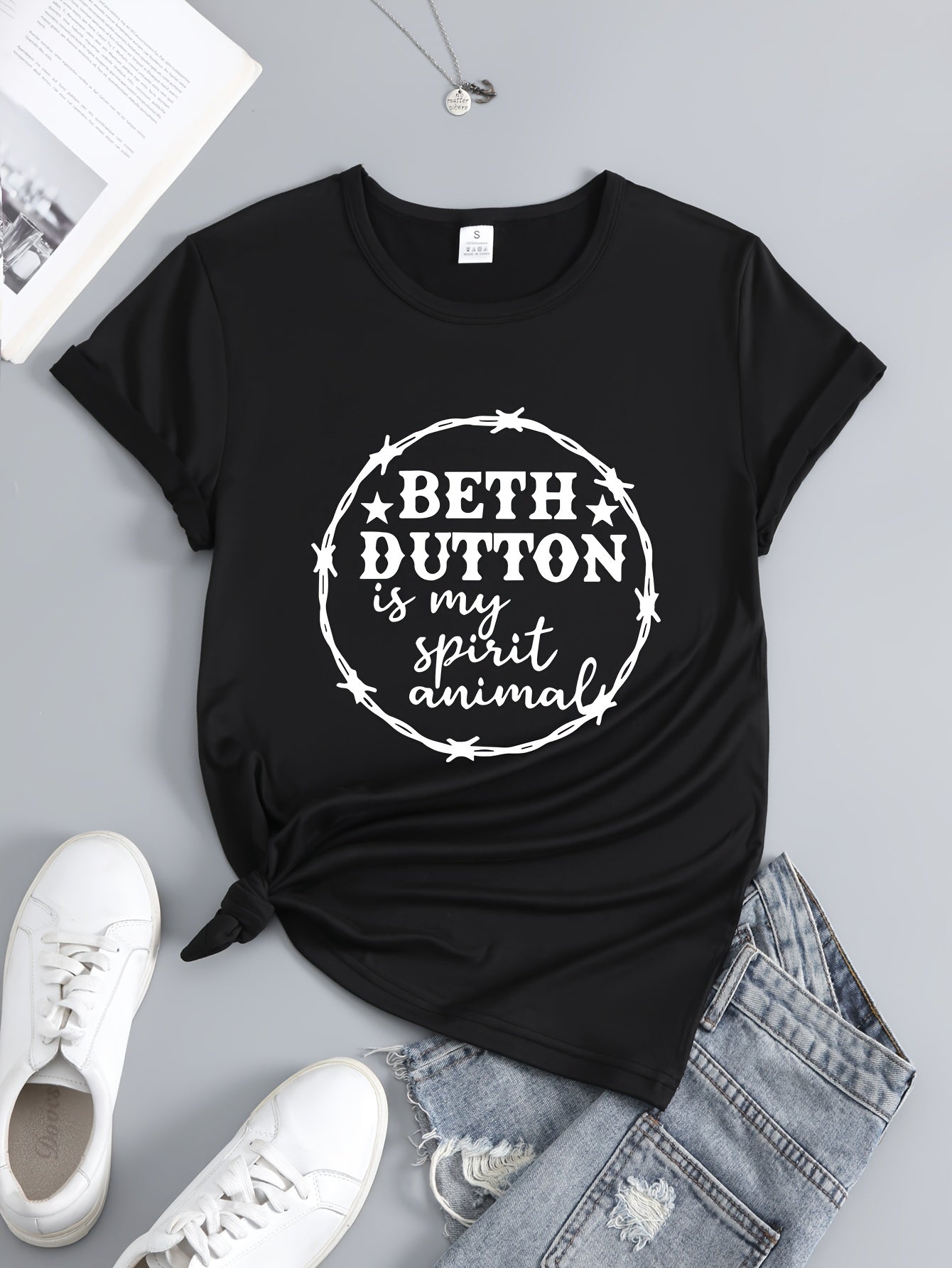 Printed Round Neck T shirt Short Sleeves Activewear