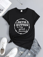 Printed Round Neck T shirt Short Sleeves Activewear