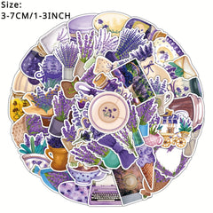 50pcs Lavender Series Phone Case Stickers Waterproof DIY Creative Stick
