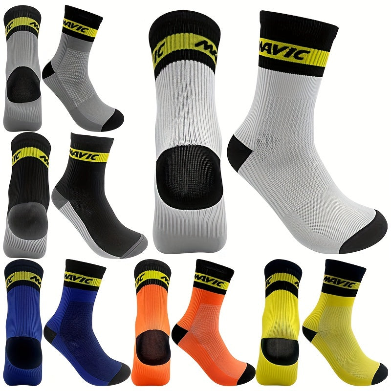 Mid Calf Athletic Socks for Cycling Running Sweat Absorbing Breathable