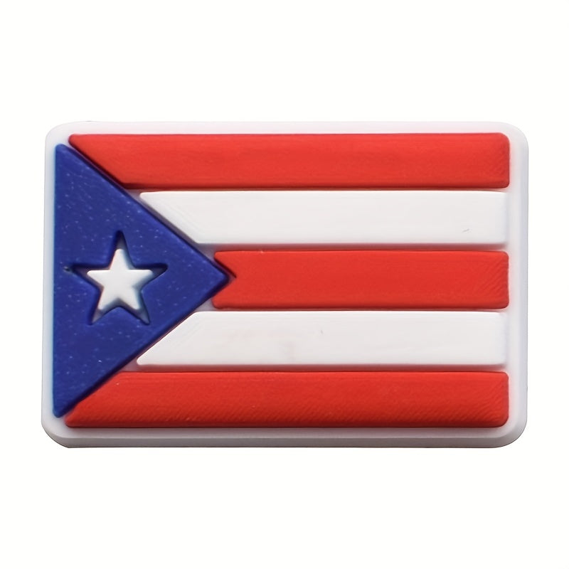 25pcs National Flag Shoe Charms For Clogs Sandals PVC Decorative Accessories