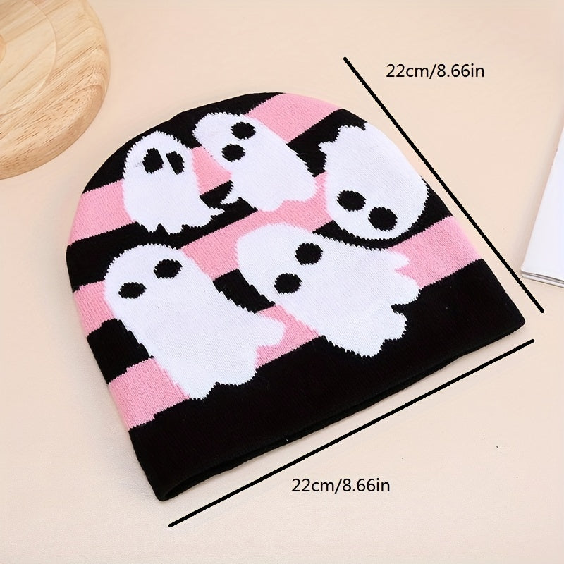 Skull Pattern Knit Beanie Hat for Men and Women