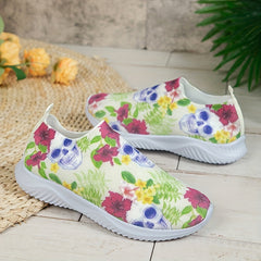 Floral & Skull Pattern Sneakers Halloween Trainers