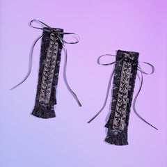 Nightclub Lace Strap Gloves Long Ribbon Knot