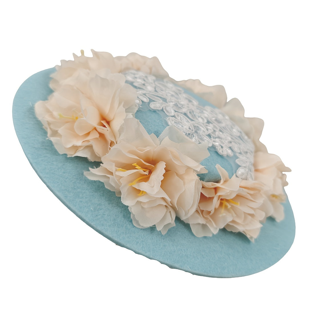 Lace Bride French Frollop Hat with Floral Accents