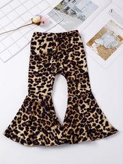Baby Girls Leopard Plaid Print Flare Leg Pants Elastic Waist Pants