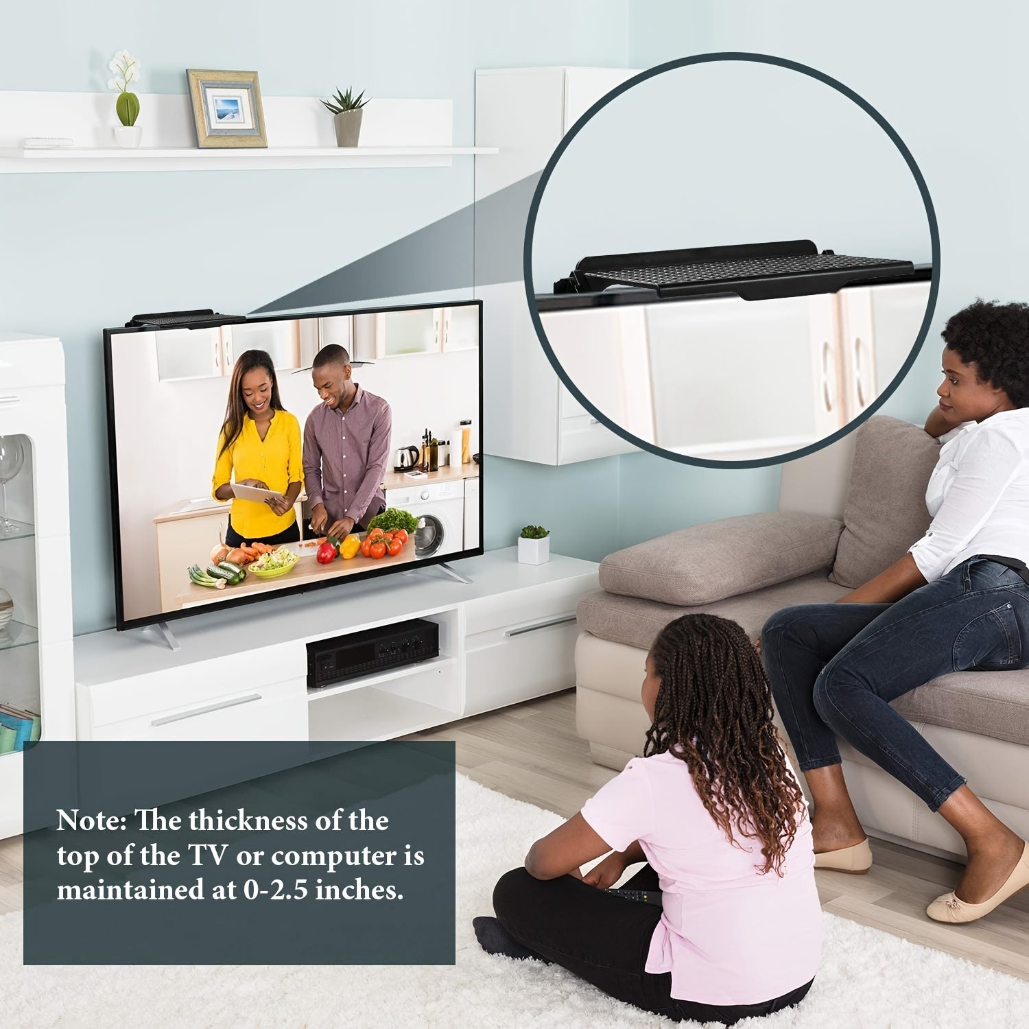 Adjustable TV Top Shelf Securely Store TV Monitor Cellphone Game Console