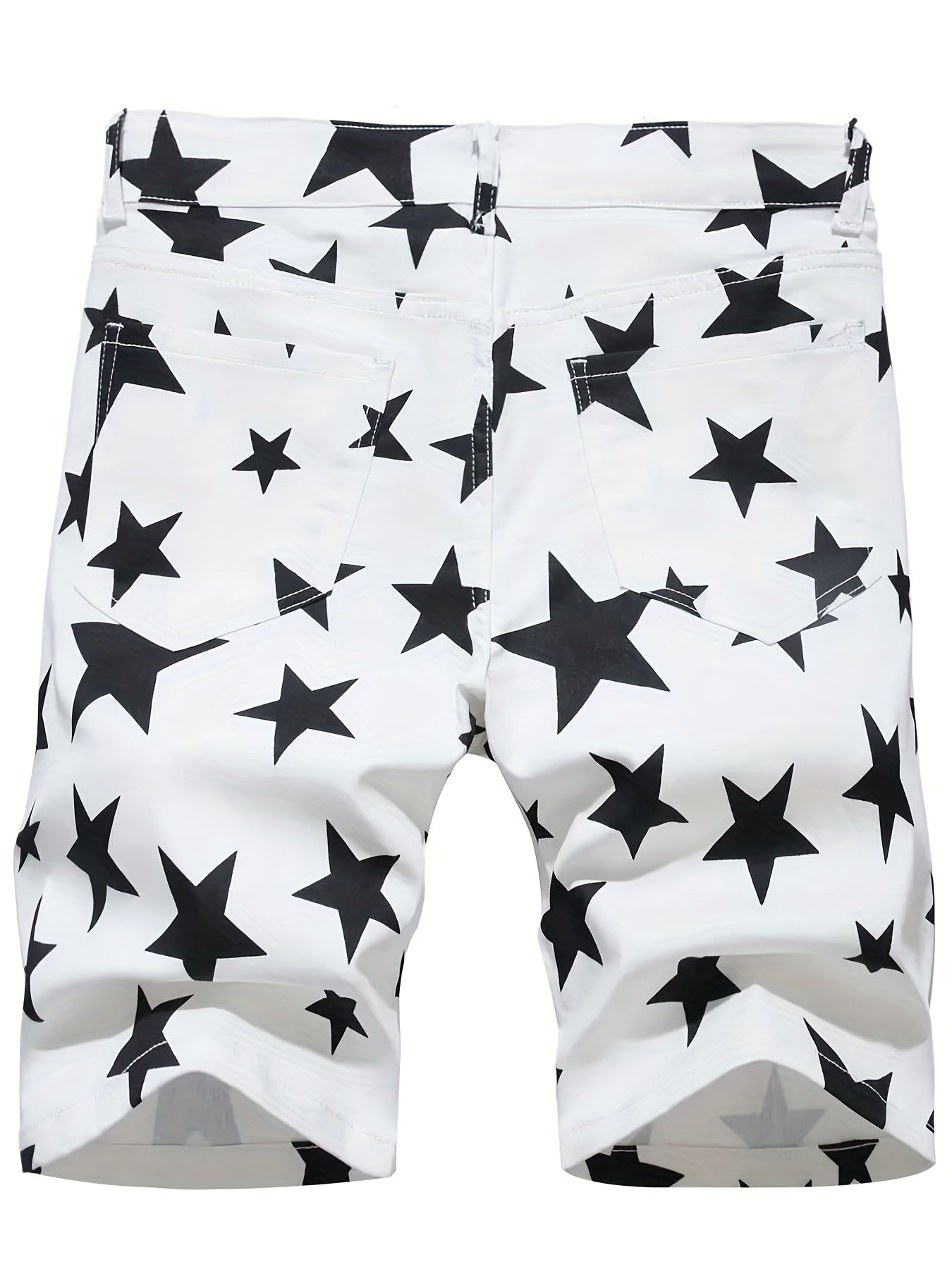 Men's Casual Stars Print Cotton Jean Shorts