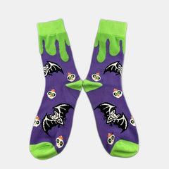 5 Pairs Pumpkin & Skull Print Socks Funny Halloween Crew Socks Women's Stockings