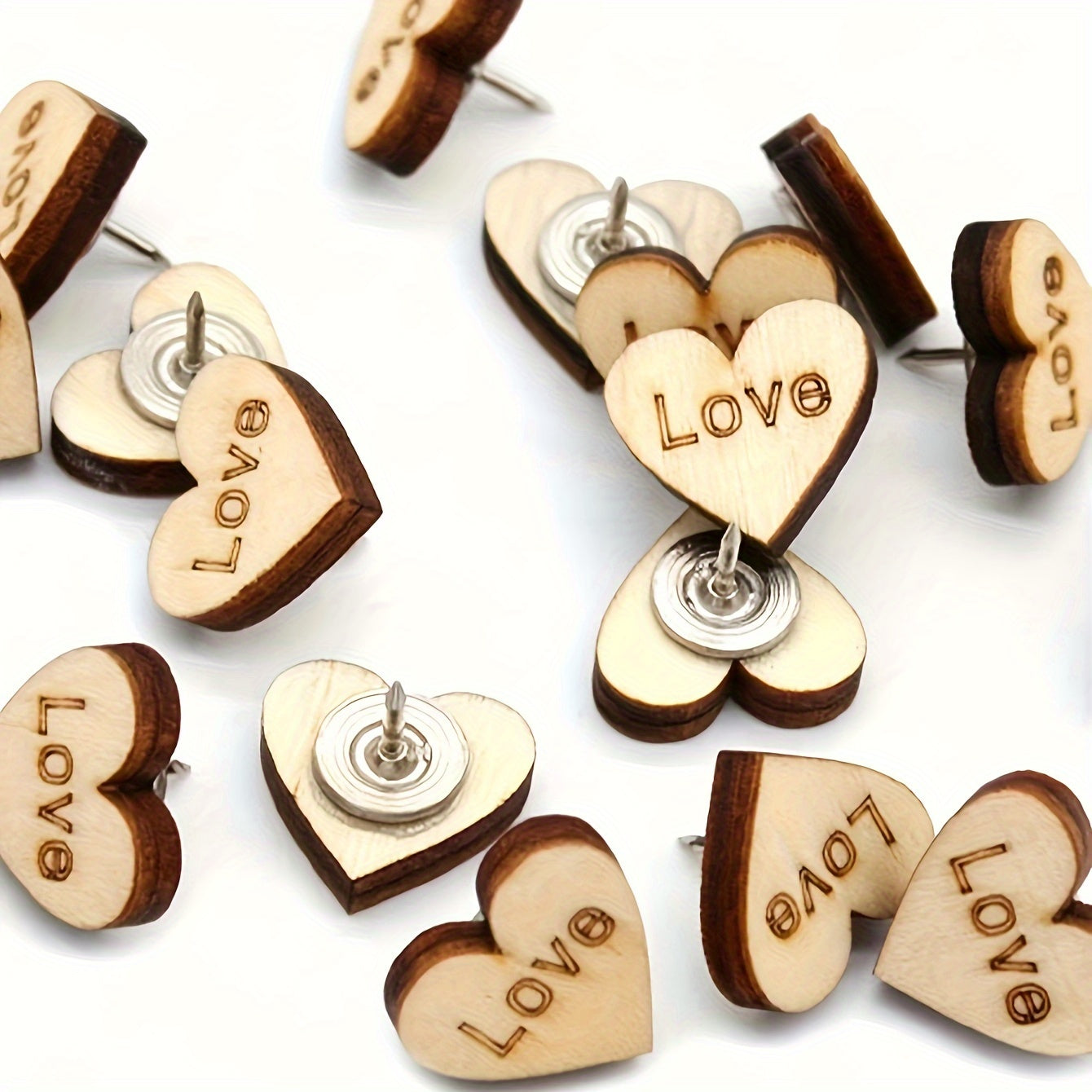 20pcs Boxed Cork Message Pins Wooden Love Push Pins Racer Pins