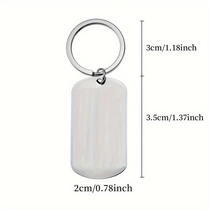 1pc Stainless Oval Split Ring Keychain Small Ornament For Grandfather