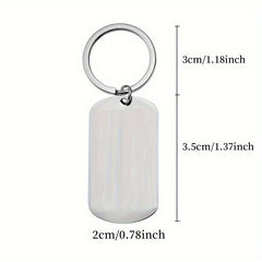 1pc Stainless Oval Split Ring Keychain Small Ornament For Grandfather