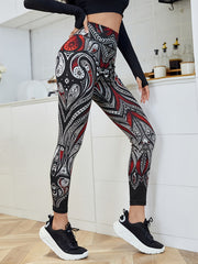 High Waisted Digital Print Leggings with Stripe Detail