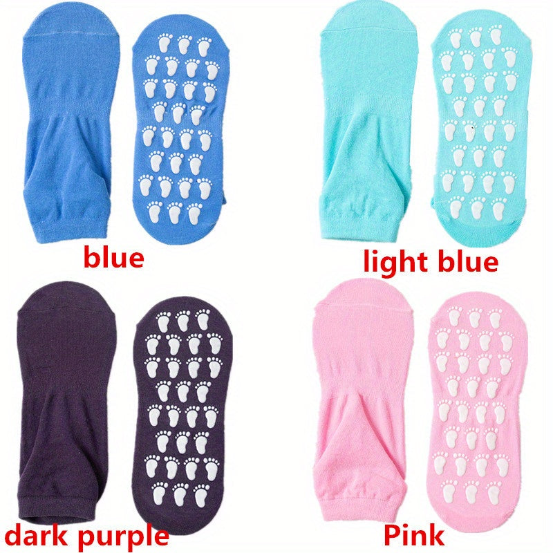 4 Pairs Silicone Non slip Socks Comfy & Breathable Women's Yoga Sports Stockings