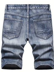 Men's Ripped Denim Shorts Street Style Casual Distressed Summer Shorts