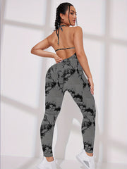 Tie Dye Backless Halter Sports Jumpsuit for Women