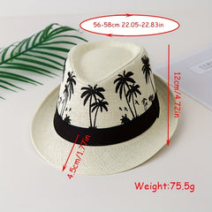 Palm Tree Jazz Hat Sun Protection Unisex Straw Hat