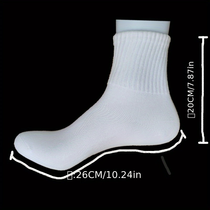 5 Pairs Solid Cotton Sports Socks Thickened Sweat Absorbing