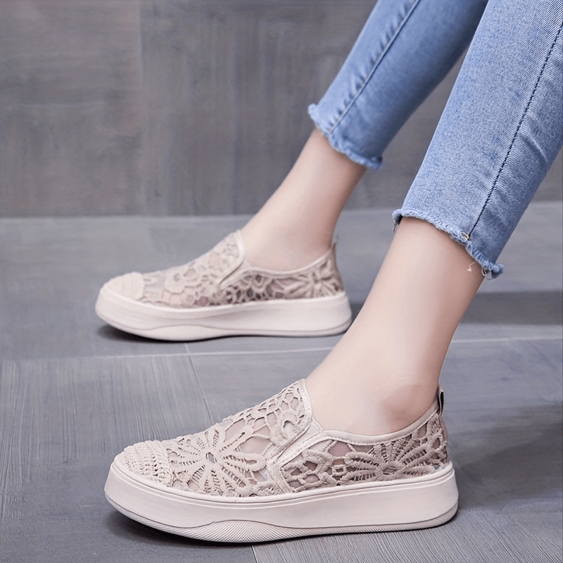 Women's Lace Mesh Loafers Slip On Outdoor Shoes Comfortable Walking Shoes