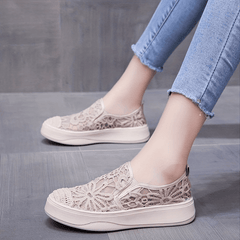 Women's Lace Mesh Loafers Slip On Outdoor Shoes Comfortable Walking Shoes