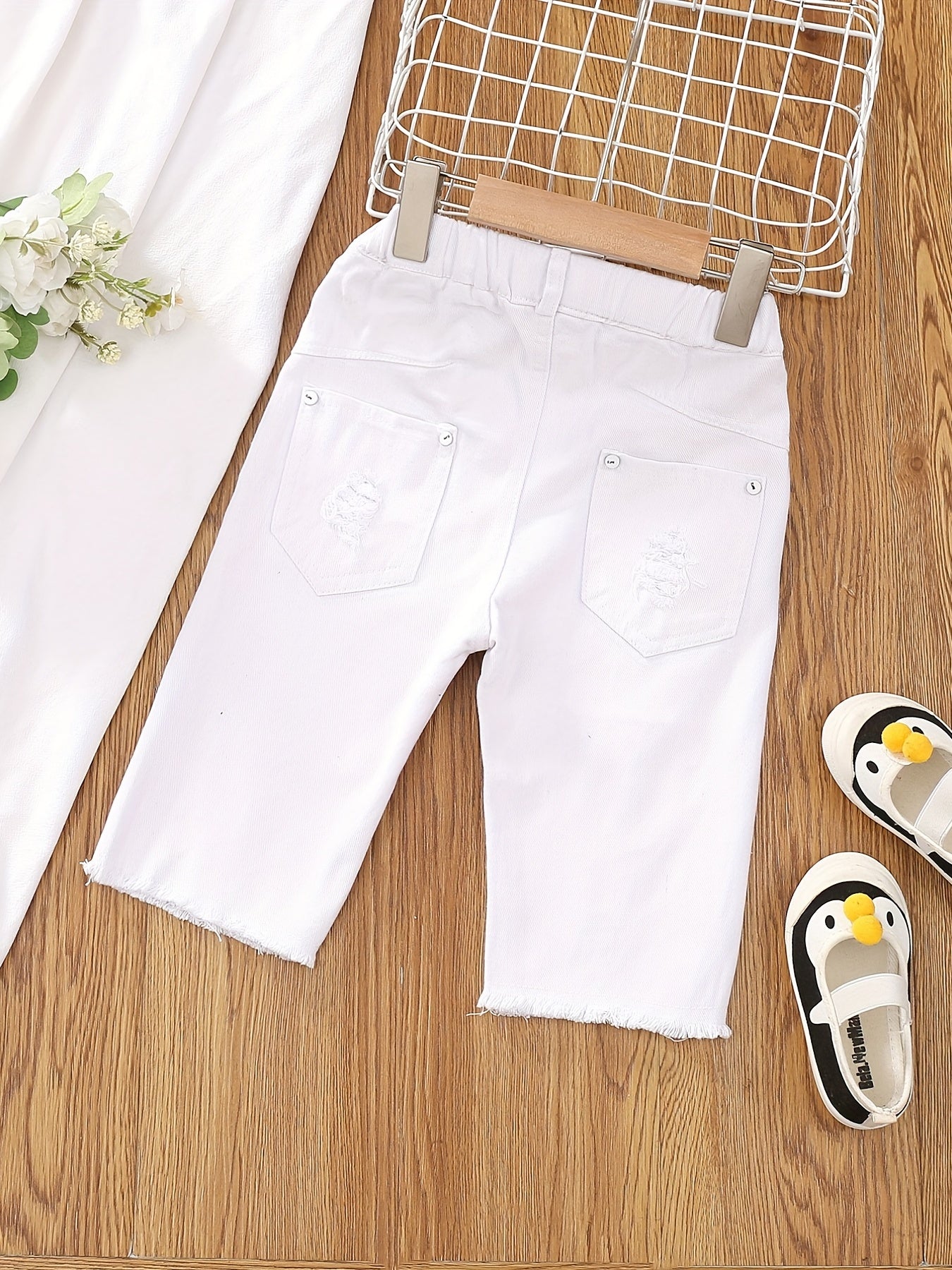 Boys Ripped Jeans Cropped Pants Loose Fit Spring Autumn Kids Clothes