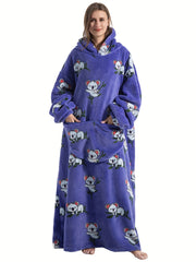 Women's Koala Pattern Sherpa Fleece Hooded Blanket