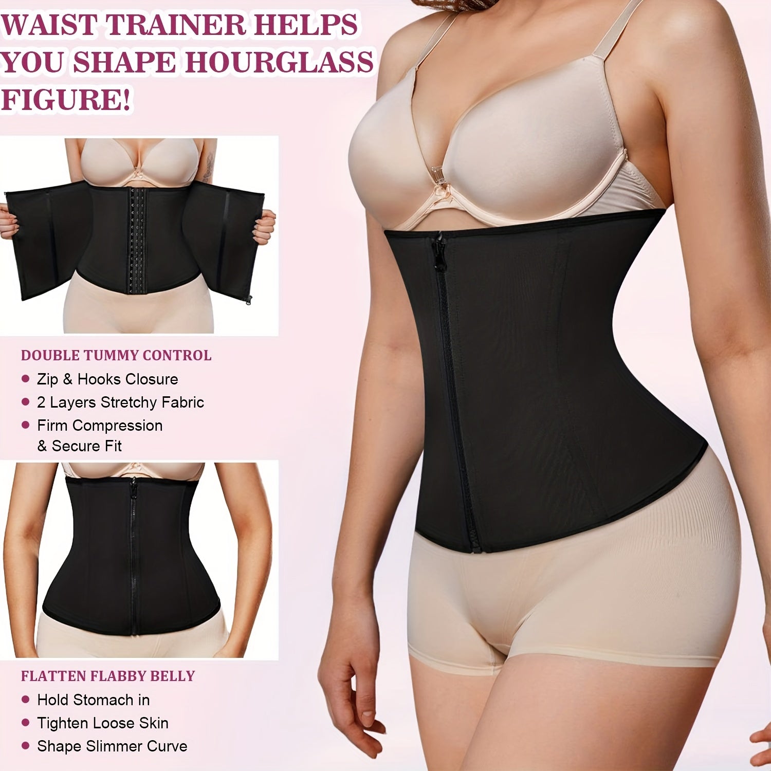Tummy Control Waist Trainer Zipper Slimmer Belly Belt Underwear