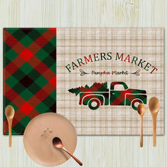 Christmas Santa Claus Mat Non Slip Heat Resistant Kitchen Table Cotton Linen Mat
