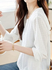 Plaid Print Open Front Top Zip Coat Spring Summer Women's Clothing