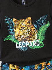 Leopard Print T Shirt And Shorts Set for Kids