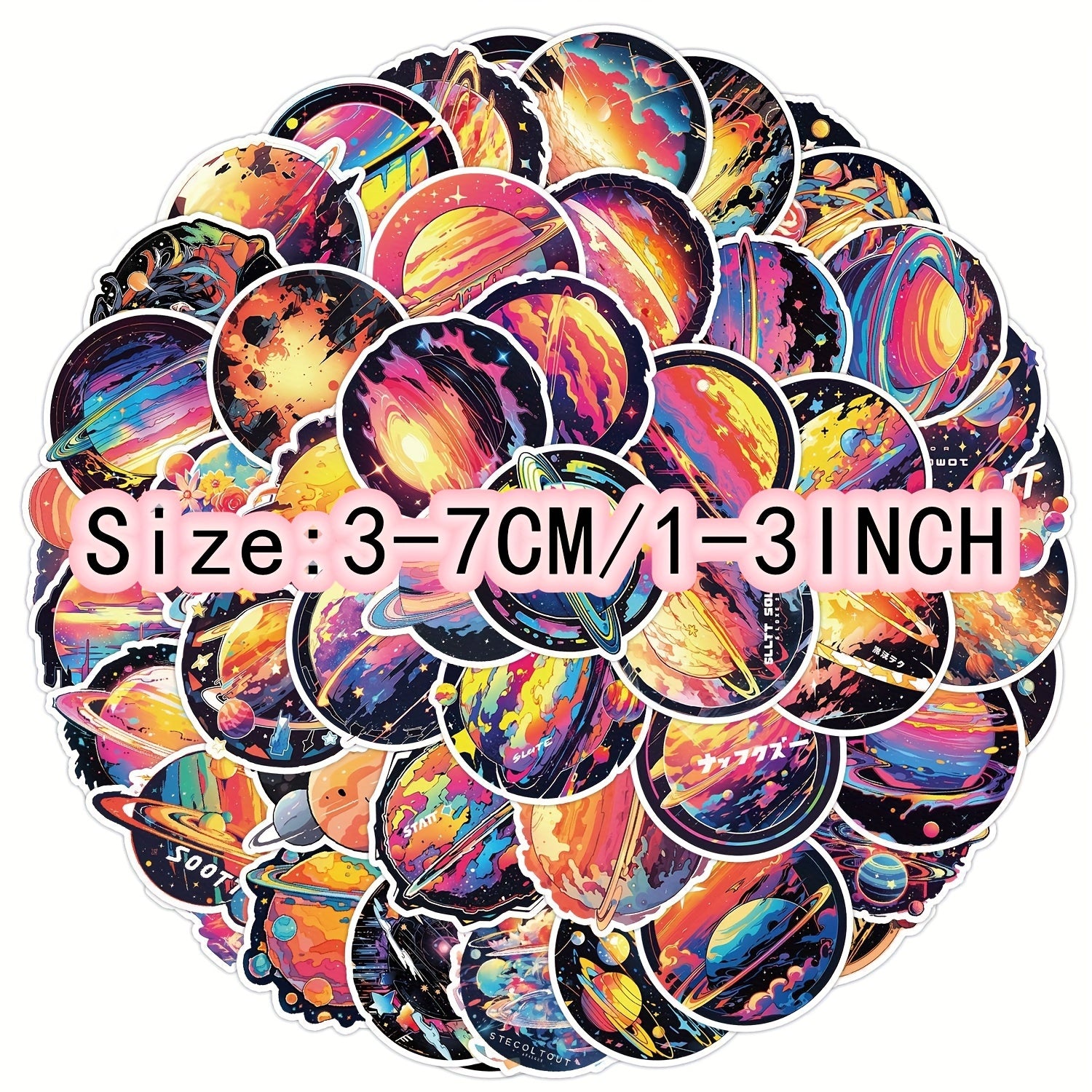 50pcs Colorful Star Universe Stickers for Laptop Water Cup DIY Helmet